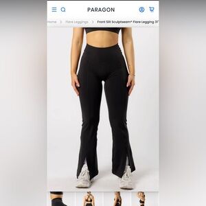 PARAGON Black Front Slit Flare Leggings